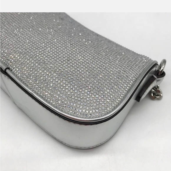 Michael Kors Silver Leather Carmela Small Pouchette Crossbody Bag - Picture 7 of 8
